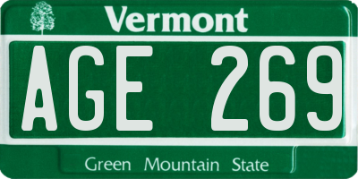 VT license plate AGE269