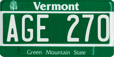 VT license plate AGE270