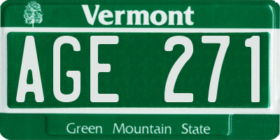 VT license plate AGE271