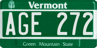 VT license plate AGE272