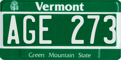 VT license plate AGE273