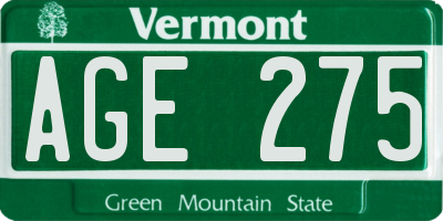 VT license plate AGE275