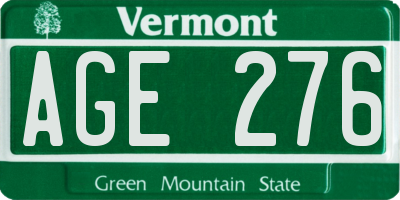VT license plate AGE276