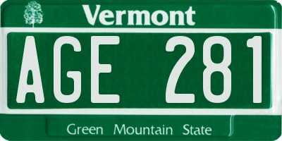 VT license plate AGE281