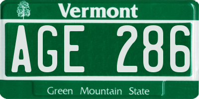 VT license plate AGE286