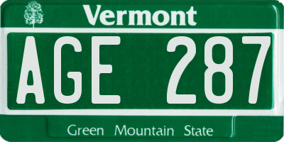 VT license plate AGE287