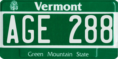 VT license plate AGE288
