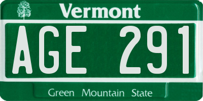 VT license plate AGE291