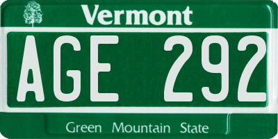 VT license plate AGE292