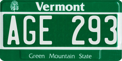 VT license plate AGE293