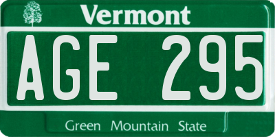VT license plate AGE295