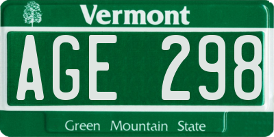 VT license plate AGE298