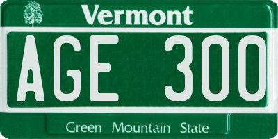 VT license plate AGE300