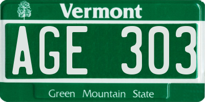VT license plate AGE303