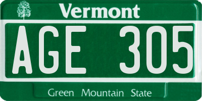VT license plate AGE305