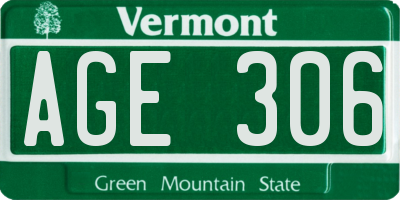 VT license plate AGE306