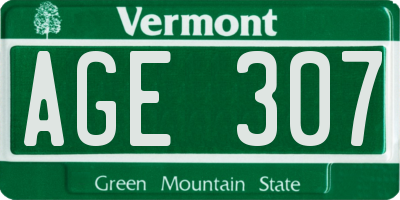 VT license plate AGE307