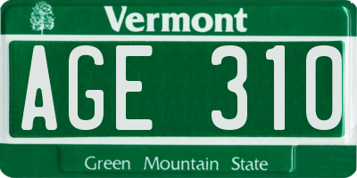 VT license plate AGE310