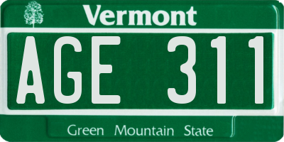 VT license plate AGE311