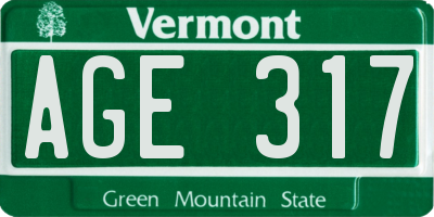 VT license plate AGE317