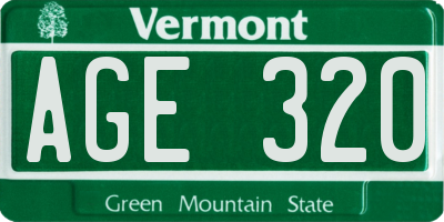 VT license plate AGE320