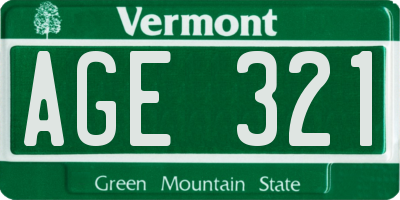VT license plate AGE321