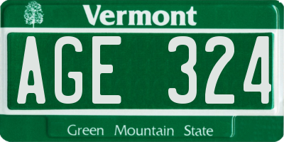 VT license plate AGE324