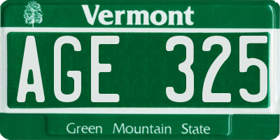 VT license plate AGE325