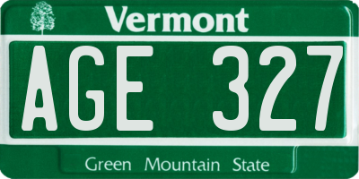 VT license plate AGE327