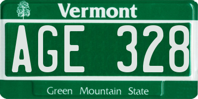VT license plate AGE328