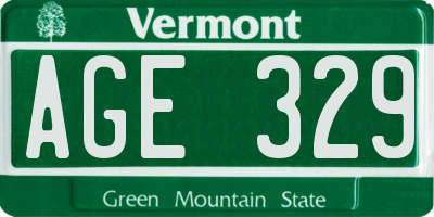 VT license plate AGE329