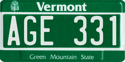 VT license plate AGE331