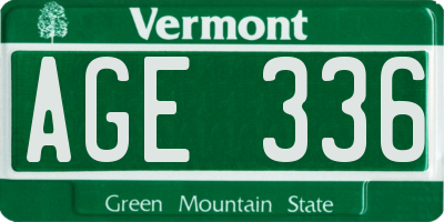 VT license plate AGE336