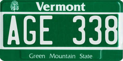VT license plate AGE338