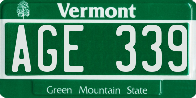 VT license plate AGE339