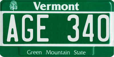 VT license plate AGE340