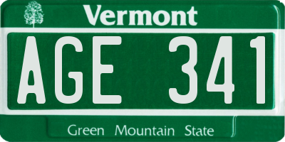 VT license plate AGE341