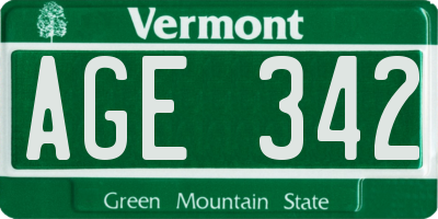 VT license plate AGE342