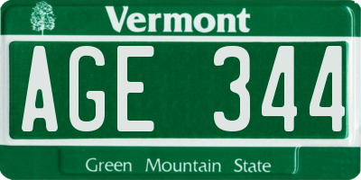 VT license plate AGE344