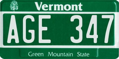VT license plate AGE347