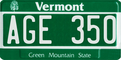 VT license plate AGE350