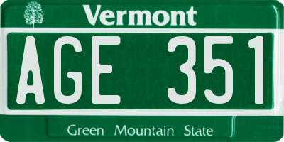 VT license plate AGE351