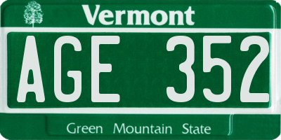 VT license plate AGE352