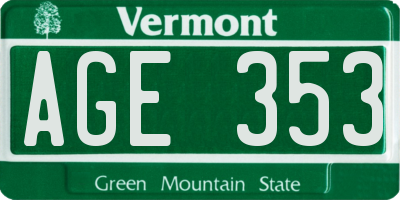 VT license plate AGE353