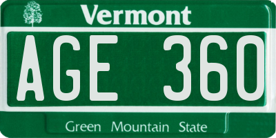 VT license plate AGE360