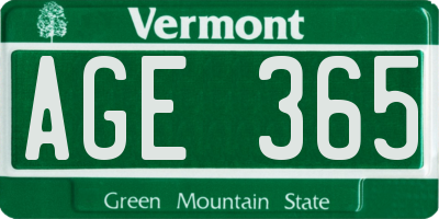 VT license plate AGE365