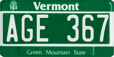 VT license plate AGE367