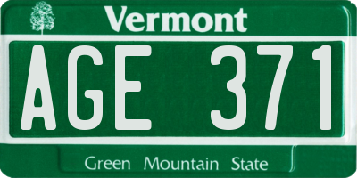 VT license plate AGE371