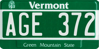 VT license plate AGE372
