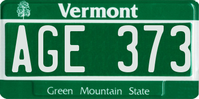 VT license plate AGE373